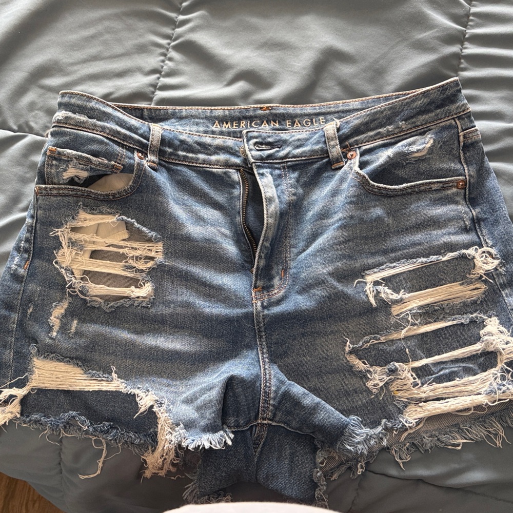 American Eagle Outfitters Ripped Blue Denim Shorts